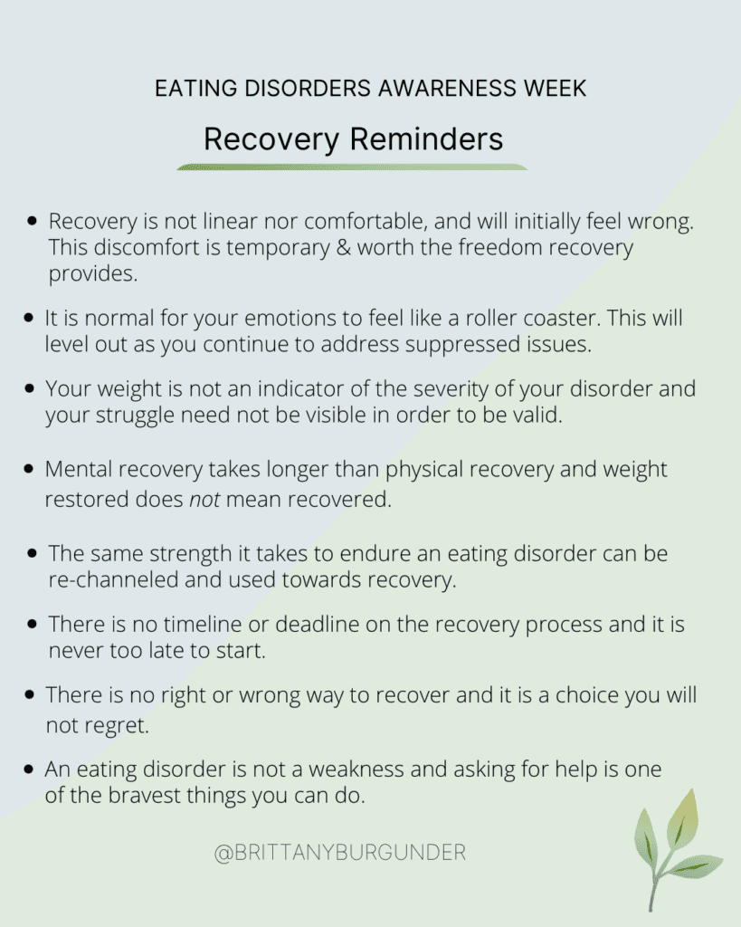 Eating disorder recovery reminders
